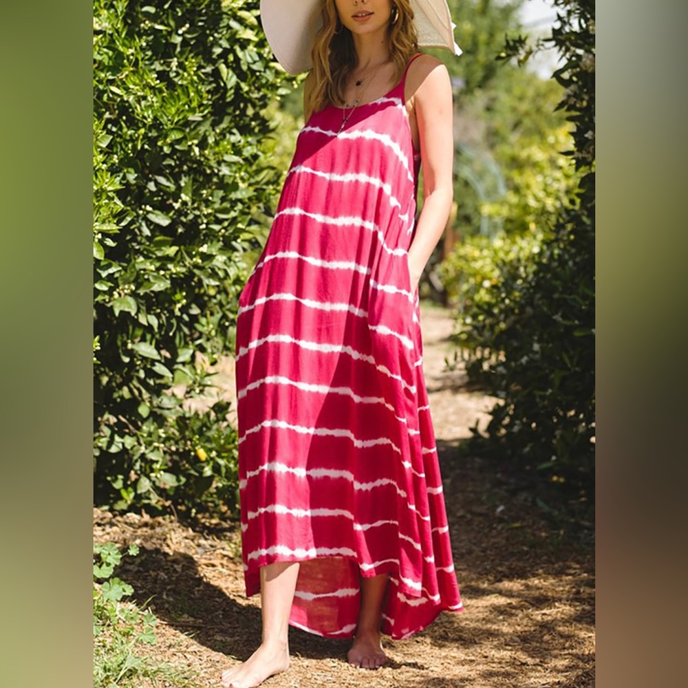 La Miel Maxi Dress (Red Tie Dye)